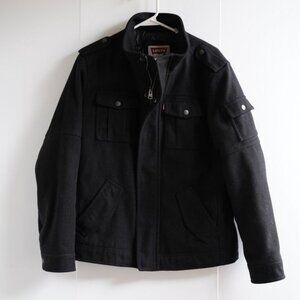 Levi's Black Felt Jacket Fall and Winter Trucker Coat | Men's Small